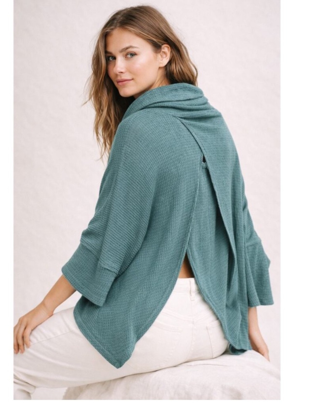 Free People FP Beach World Traveler Split Back Cowl Neck Pullover Top